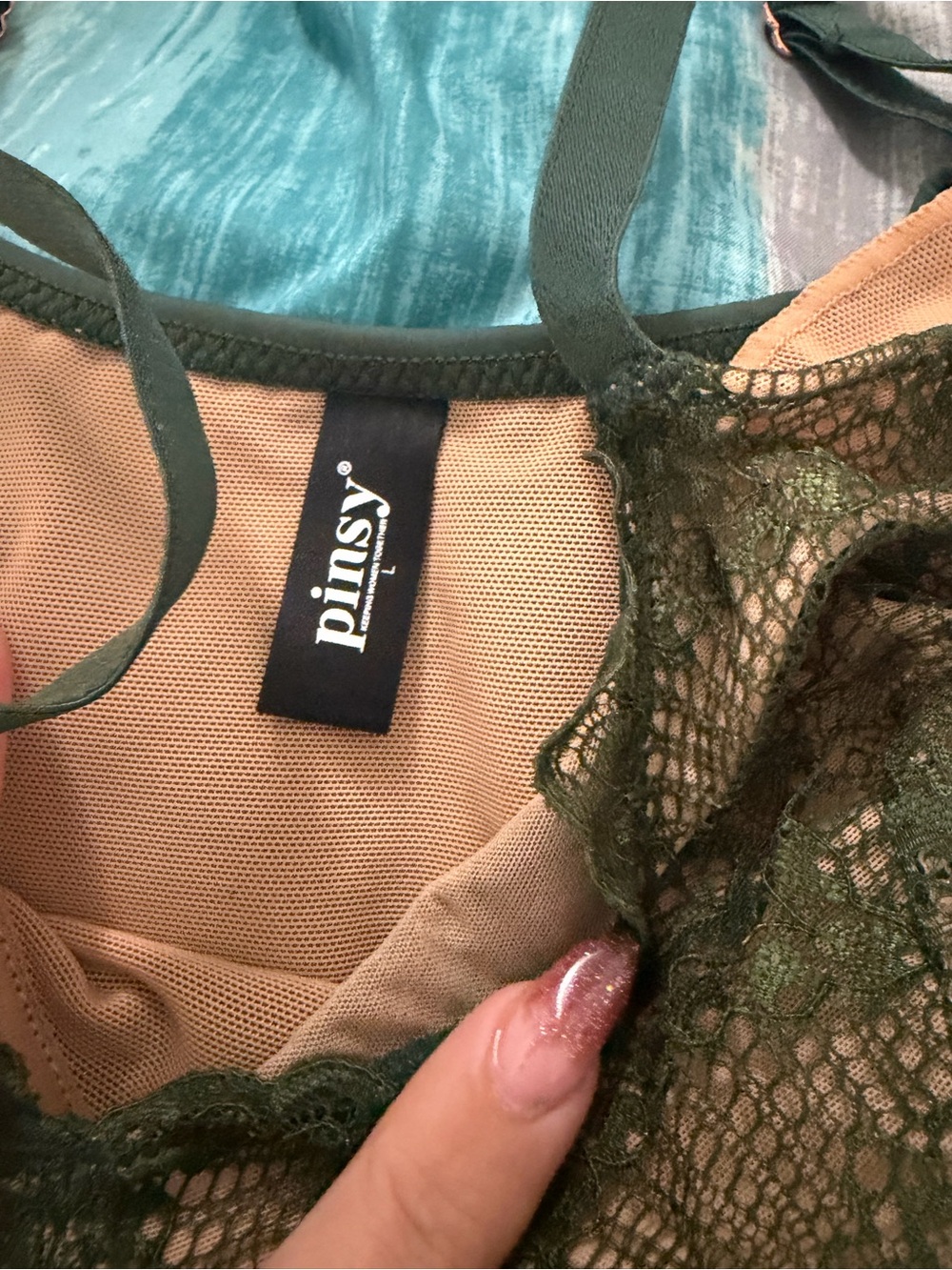 Pinsy Olive Lace Bralette with Sheer Mesh Lining